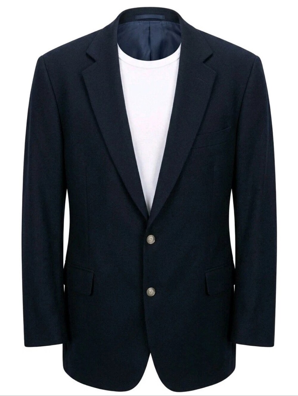 Jos A Bank Executive Blazer Mens 43L Navy Wool Cashmere Sport Coat Brass Buttons